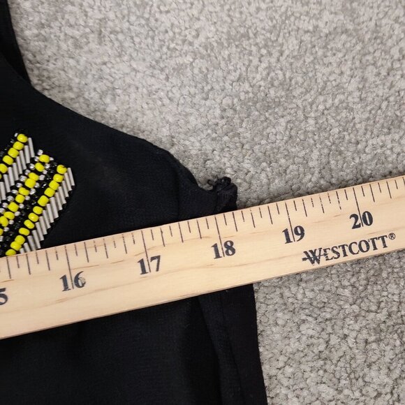 Coldwater Creek Women's Blouse Size M Black Yellow Embellished Sheer Front Goth - Picture 7 of 8